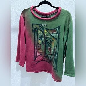 DILEMMA Art to Wear Hand Painted Sweater Top
